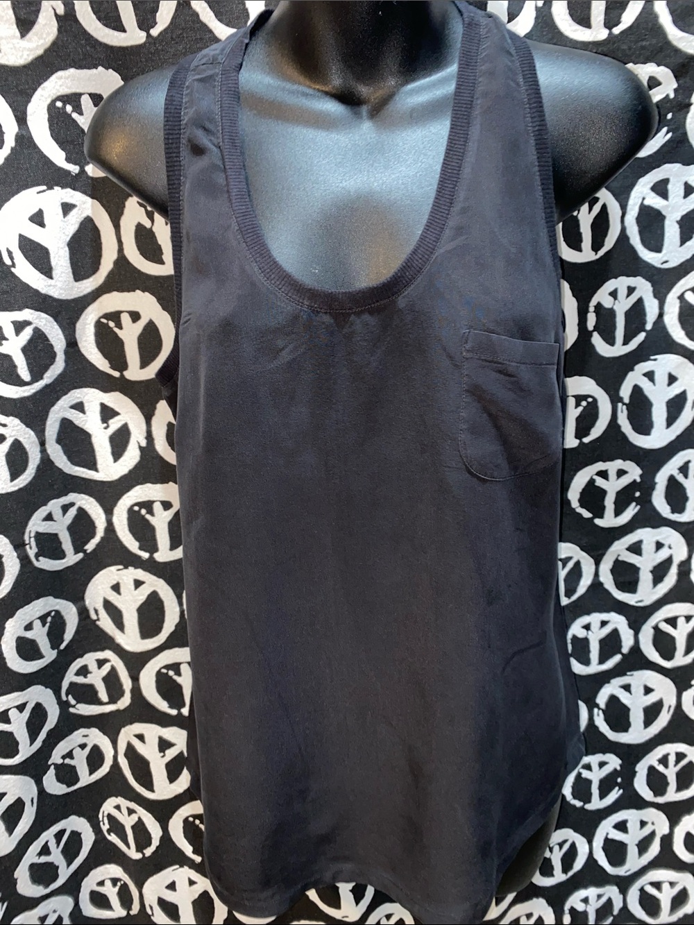JOIE SILK RAZORBACK TANK BLACK SZ XS